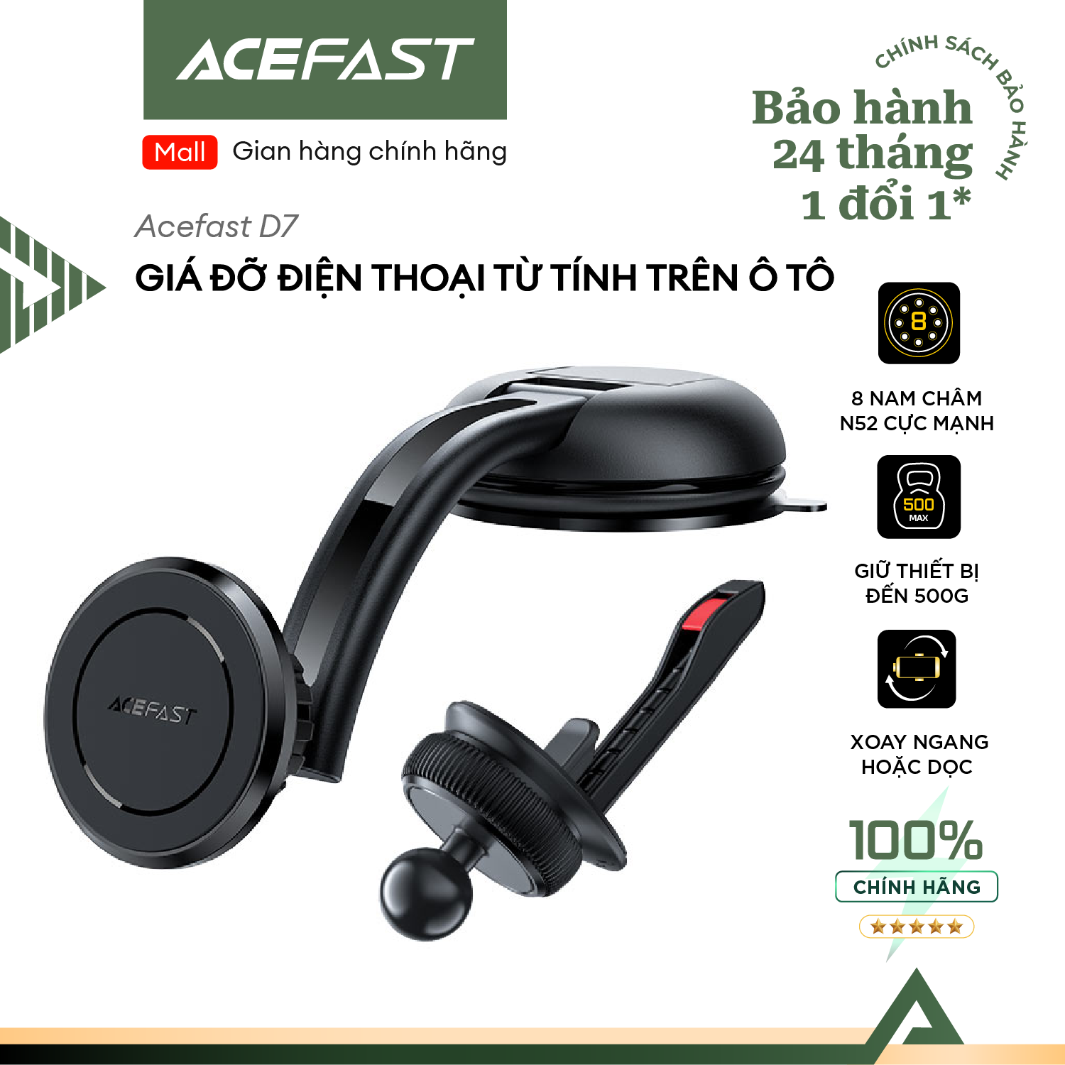 Giá đỡ điện thoại từ tính trên ô tô Acefast - D7 Hàng chính hãng Acefast