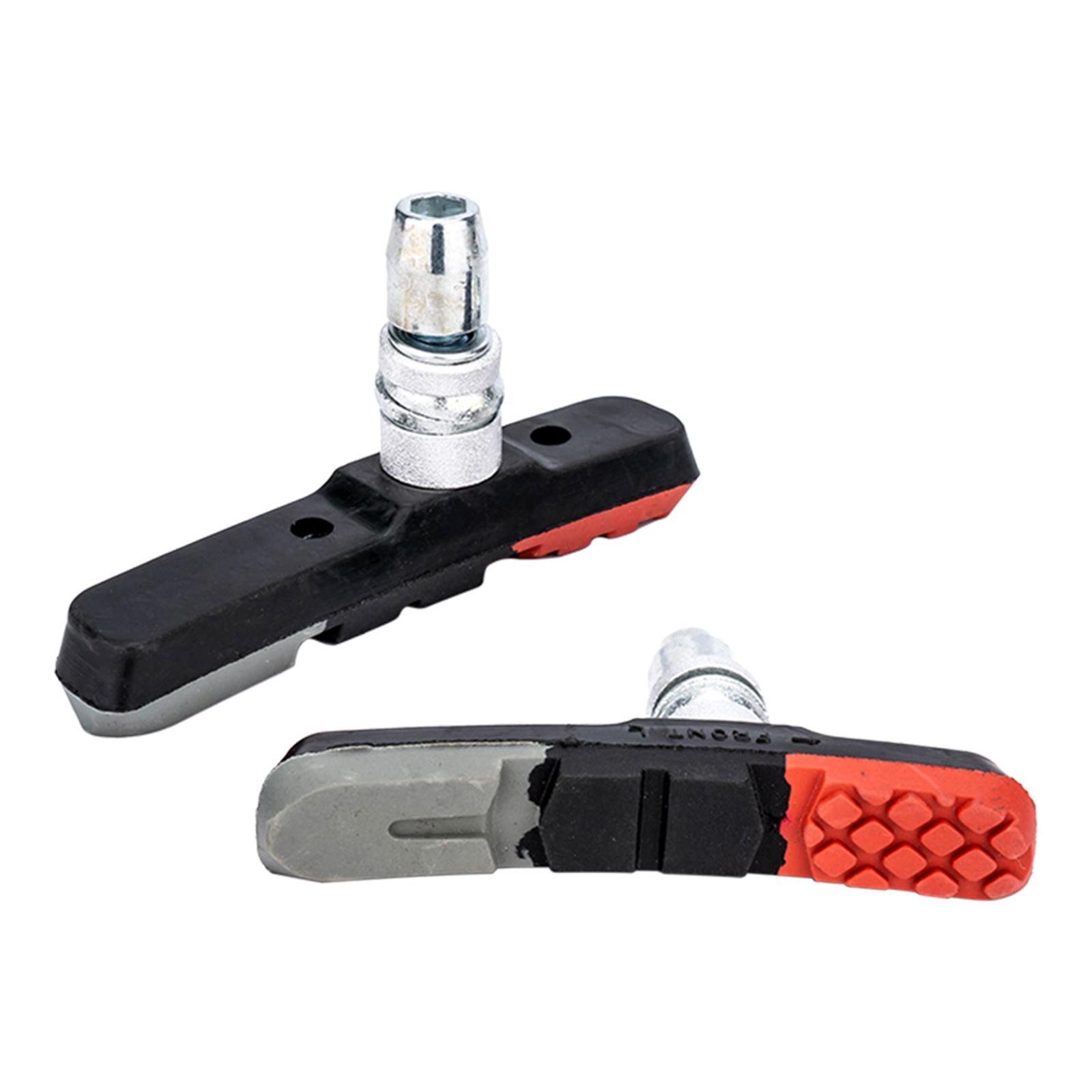 2x 1 -Resistant Bike Brake Blocks Metal with Shoes  Pads for  Cycling