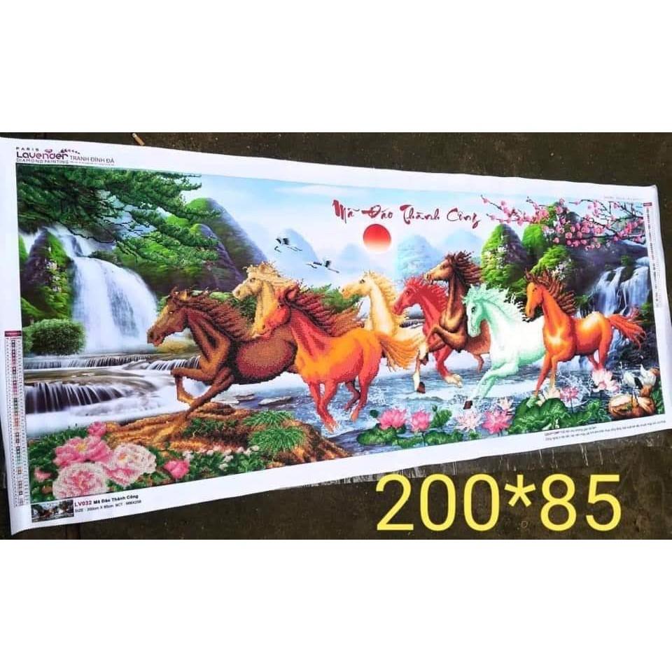 Tranh Đính Đá MÃ ĐÁO THÀNH CÔNG . Kích Thước: 1m2 x 54cm - 1m6 x 70cm - 2m x 85cm
