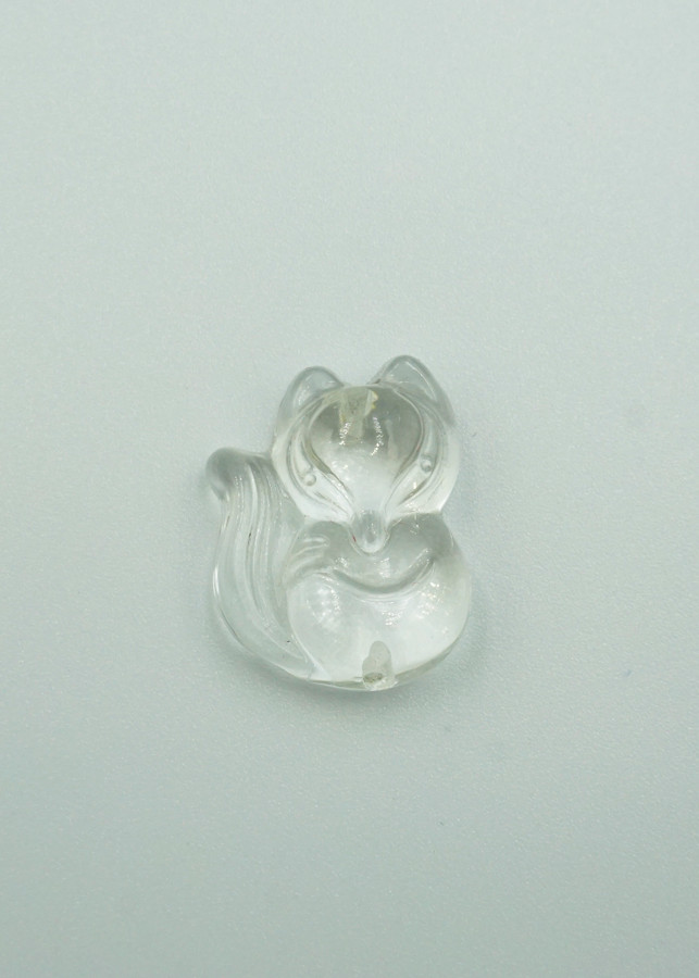 Mặt dây Hồ Ly thân thiện đá Topaz trắng Tình Duyên - mạng Kim