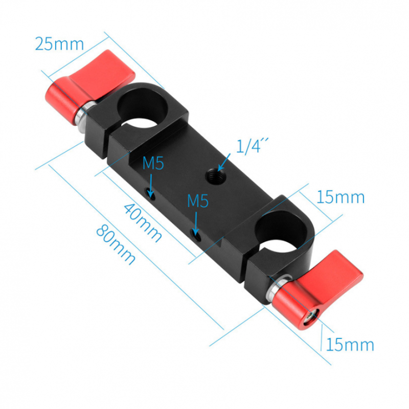 1/4" M5 Screw Thread Rod Clamp Rail Block for 15mm Rod DSLR Rig Rail System