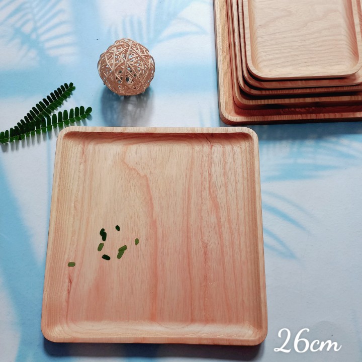 Đĩa Gỗ Tần Bì Hình Vuông Size 14/16/18/20/24/26cm, Khay Bày Hoa Qủa, Trà Bánh, Decor Chụp Ảnh Của Vitrapro
