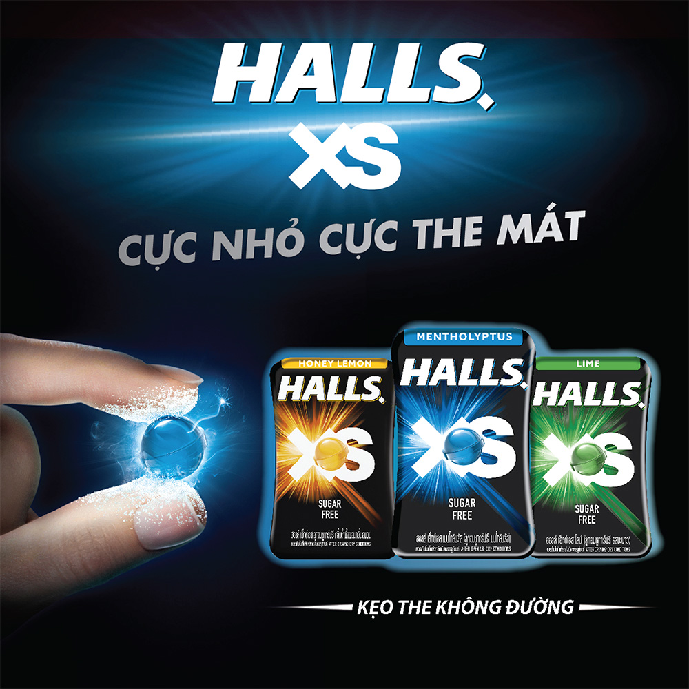 [Mua 4 Tặng 1] Combo 4 Hộp Kẹo Ngậm Không Đường Halls XS Vị Chanh 4x13.8g