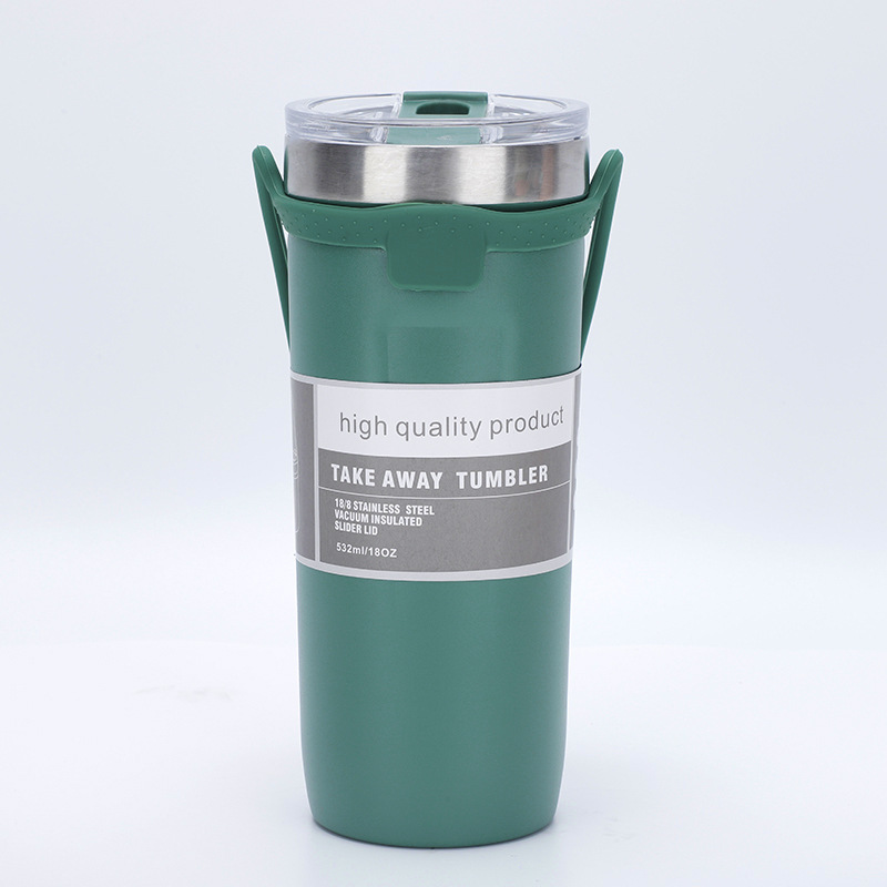 Ly Giữ Nhiệt Inox 710Ml Cao Cấp Mẫu Mới, Có Dây Cầm Bằng Silicon, Không Kèm Ống Hút, Sử Dụng Nút Uống Kiểu Đẩy - Hàng Chính Hãng - Màu Xanh