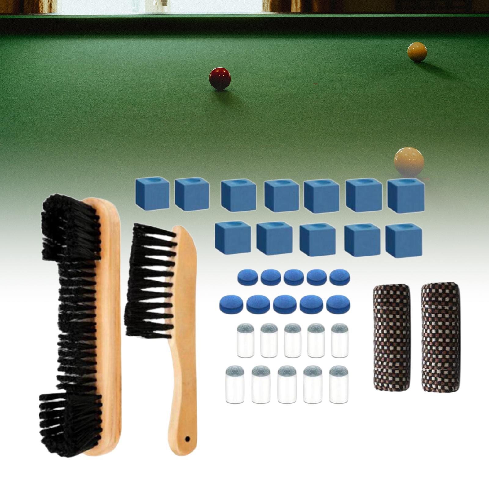 Billiards Pool Table with Rail Brush Wooden Cleaning Brush 10 Blue Cue Tips Durable Cleaning Tools Billiard Accessories