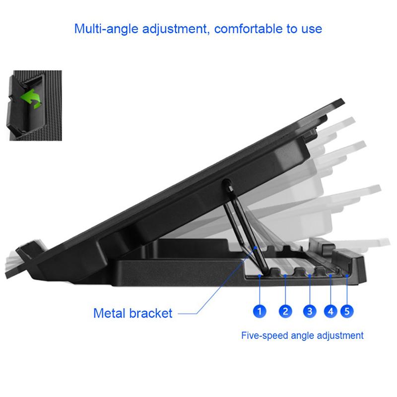 Ế Tản Nhiệt Laptop N99 COOLING PAD Cho LaptĐop Macbook Từ 11 đến 17 inch Đèn Led 2 Quạt Chống ồn 4 Mức Chỉnh Độ Cao