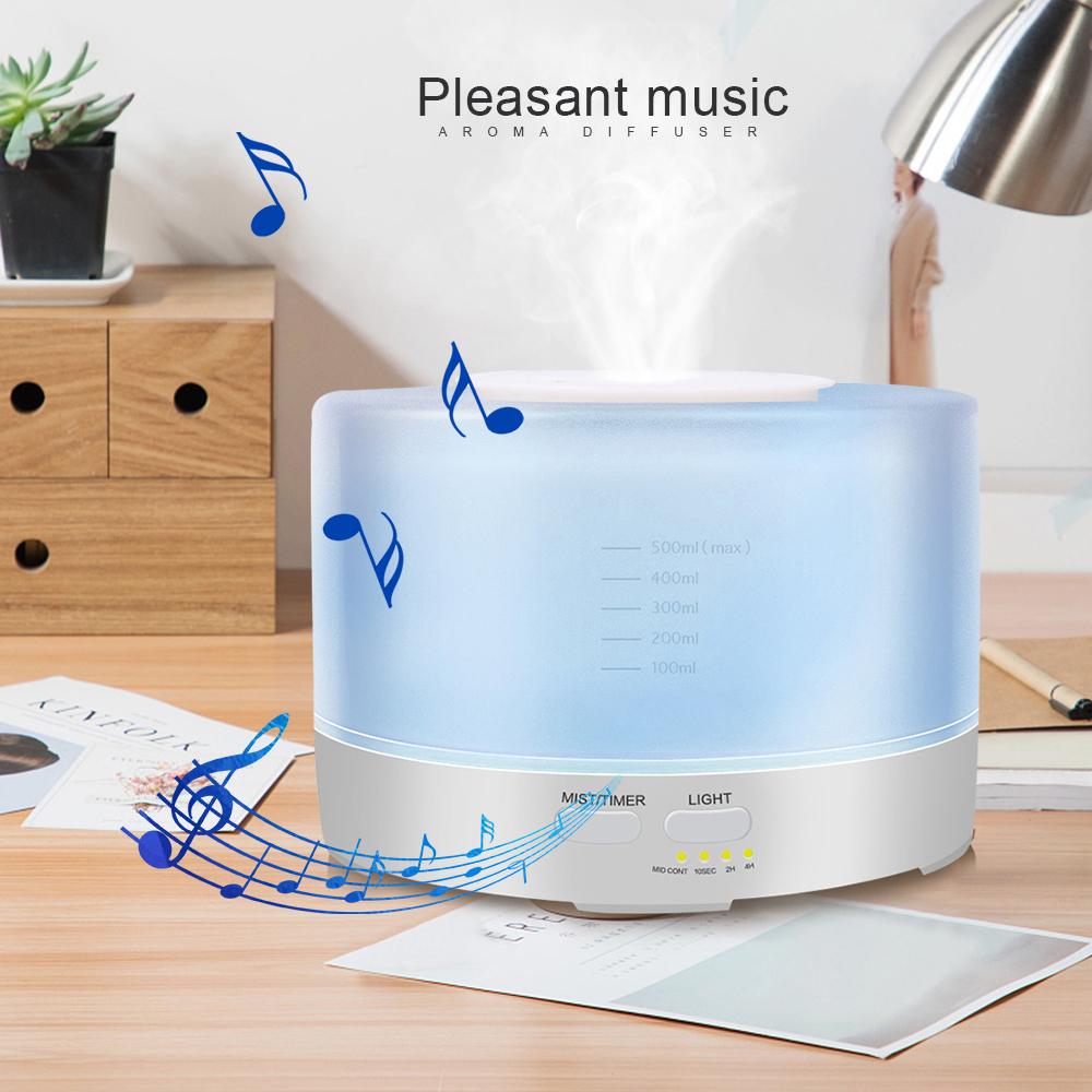 Hương Thơm Khuếch Tán Tinh Dầu 500ML Bluetooth Âm Nhạc Hương Thơm Khuếch Tán Đèn LED Đổi Màu 12W Máy Phun Sương Tạo Độ Ẩm Hộ Gia Đình Siêu Âm Thanh Máy Phun Sương Tạo Độ Ẩm