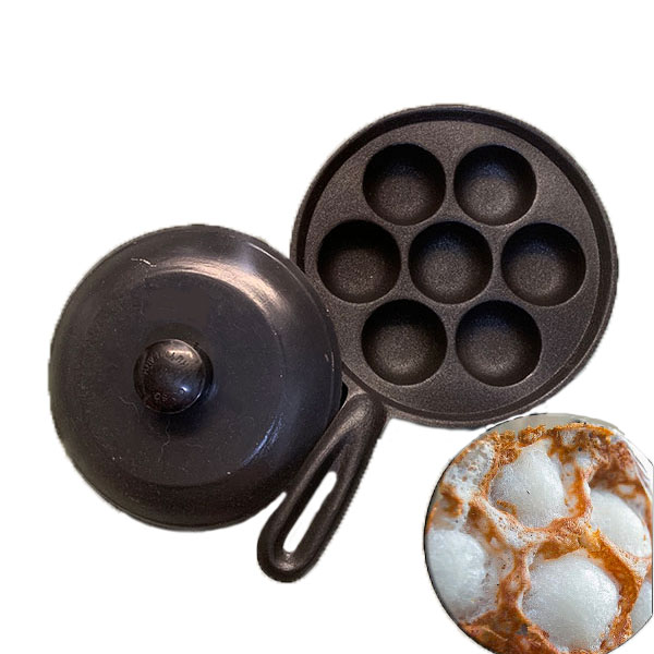 Chảo Gang Chống Dính 7 Lỗ làm Bánh Bò Sữa Nướng , Bánh Khọt , Bánh Bạch tuột Takoyaki