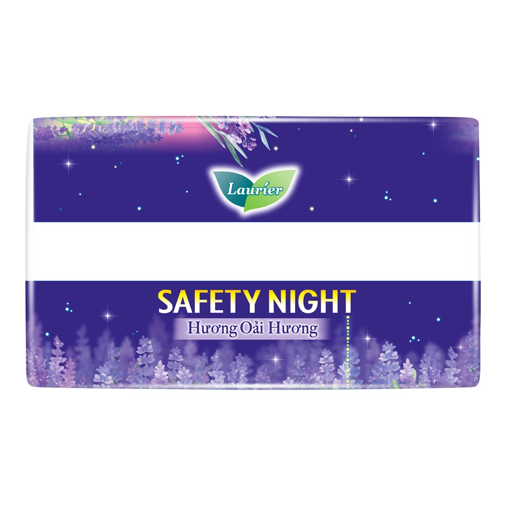 Combo 4 gói Băng vệ sinh Laurier Safety Night Đêm Siêu An Toàn 35 cm 8 miếng Hương Lavender