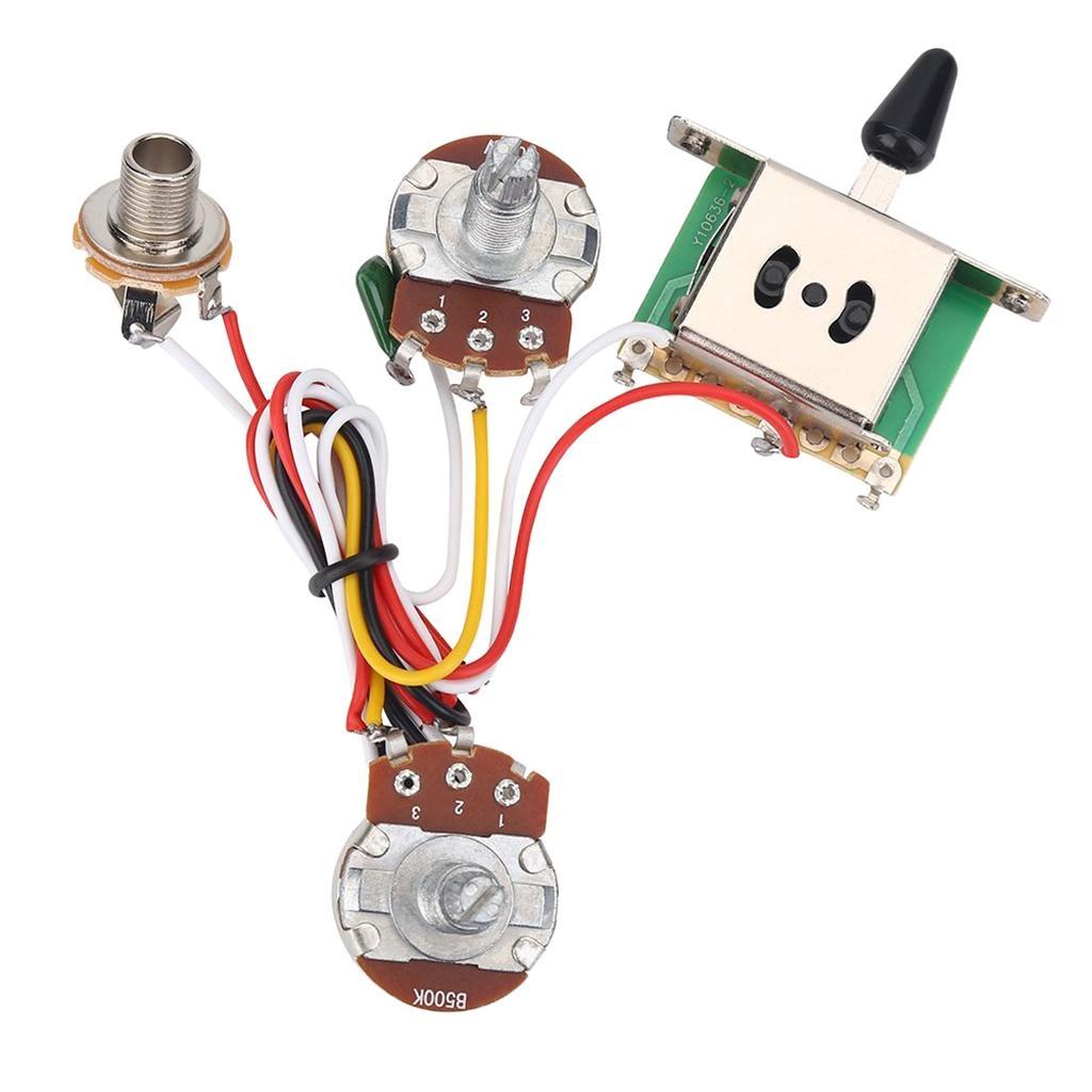 Guitar Pre-wired Harness 3 Way Toggle Switch 1V1T 500K for Electric Guitar