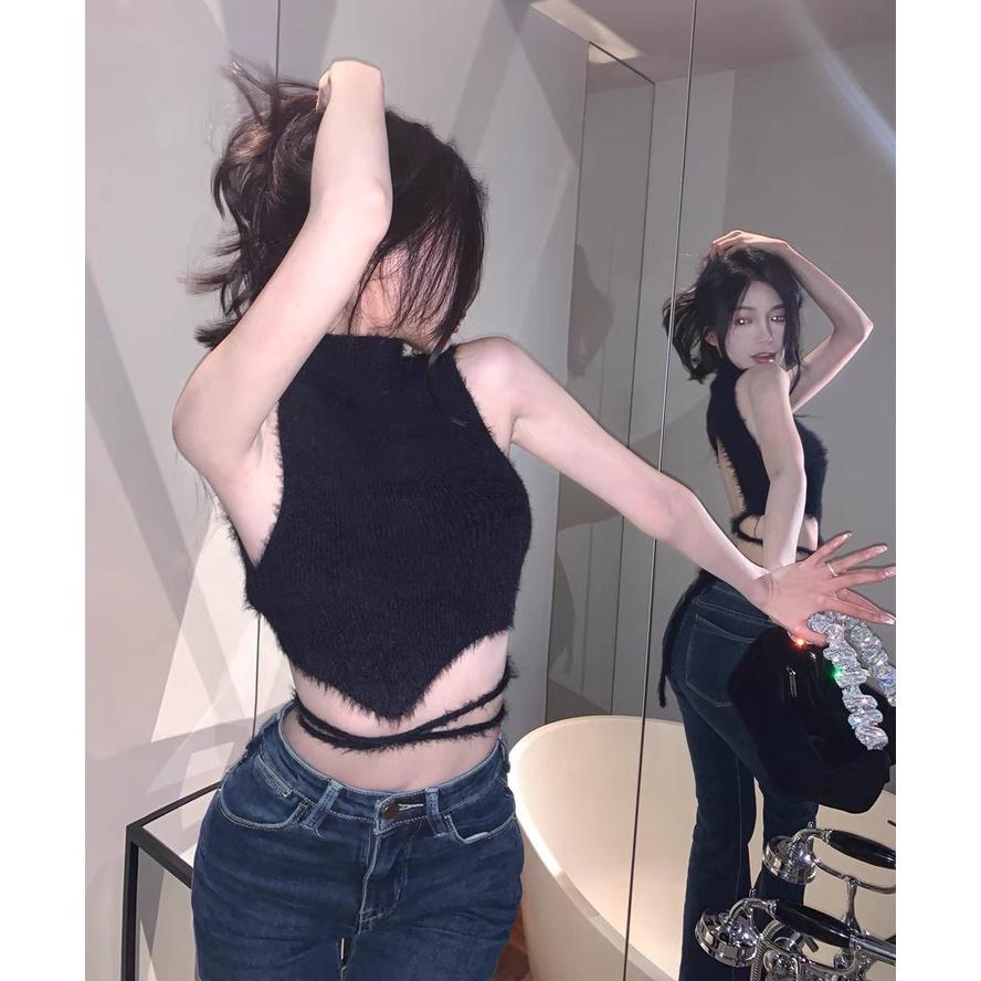 Áo croptop sát nách PINKSTORE29 chất lông, khoe lưng gợi cảm A5496