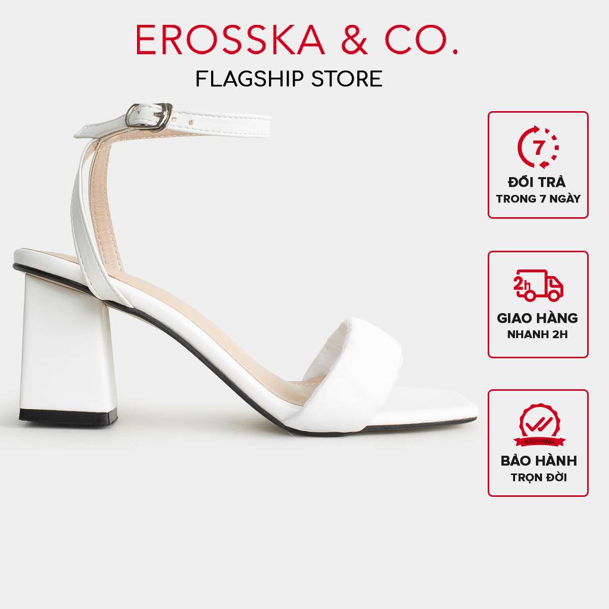 Erosska - Giày sandal cao gót nữ quai nhún lưới phối dây quai mảnh cao 7cm  - EB050