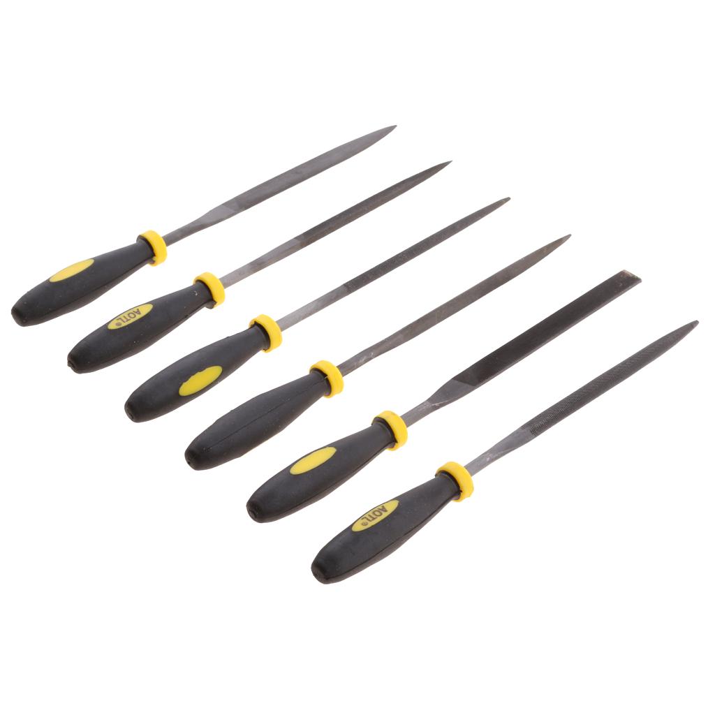 6Pc Steel Rasp Neecle File Set Jeweler Wood Carving Tool Rubber Handle