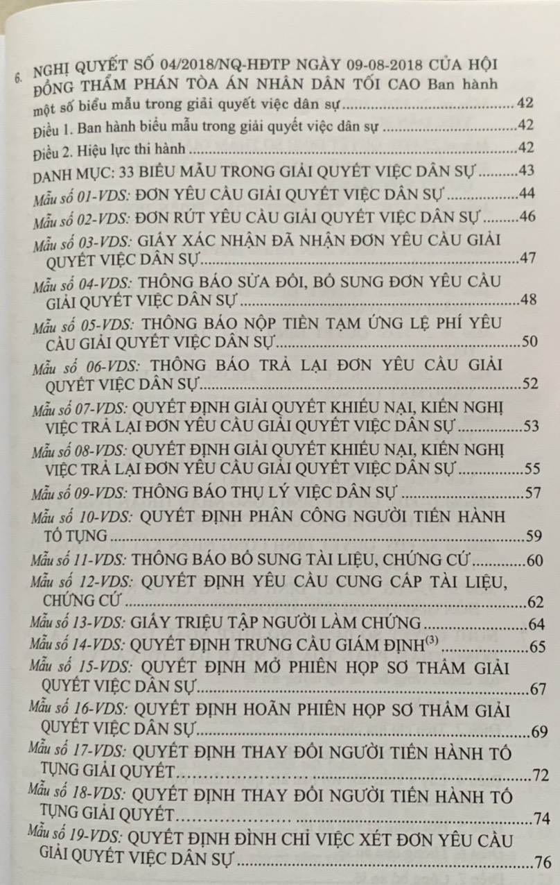 Hệ thống các nghị quyết của Hội đồng Thẩm phán Tòa án nhân dân tối cao về dân sự và tố tụng dân sự từ 1990-2023