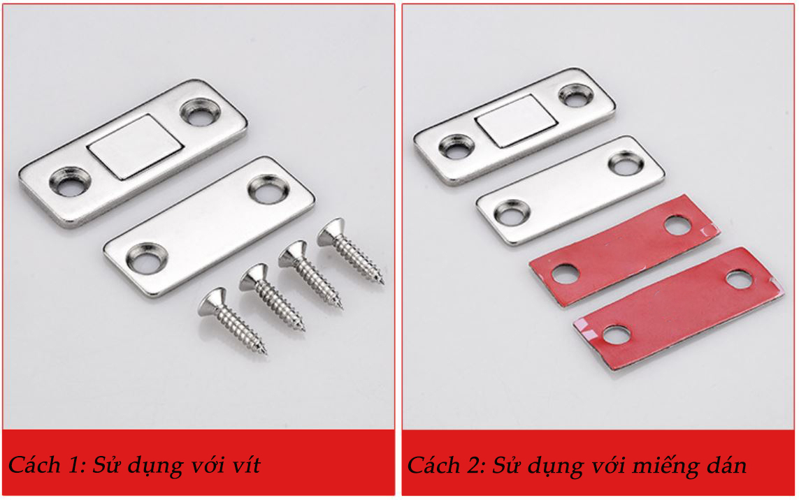 Combo 2 Bộ Nam Châm Hít, Giữ Ngăn Kéo, Cửa Tủ KUNBE, Không Cần Khoan Siêu Tiện Lợi