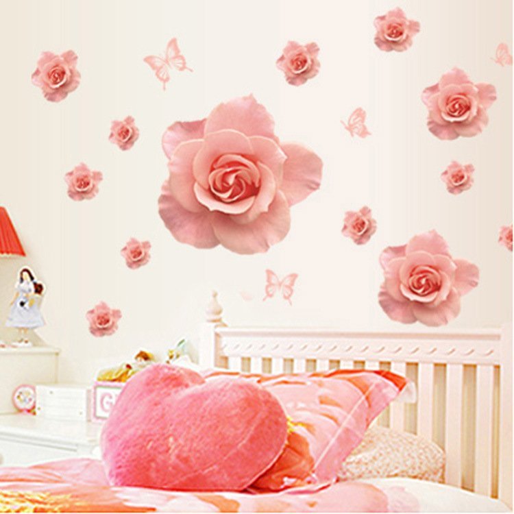 Decal dán tường hoa hồng hiện đại sang trọng