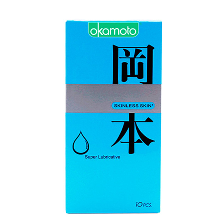 Bao Cao su Okamoto Skinless Skin Lubricated Siêu Bôi Trơn Hộp 10 chiếc + Tặng 1 chiếc Bao Cao su Okamoto Skinless Skin Purity Không Mùi