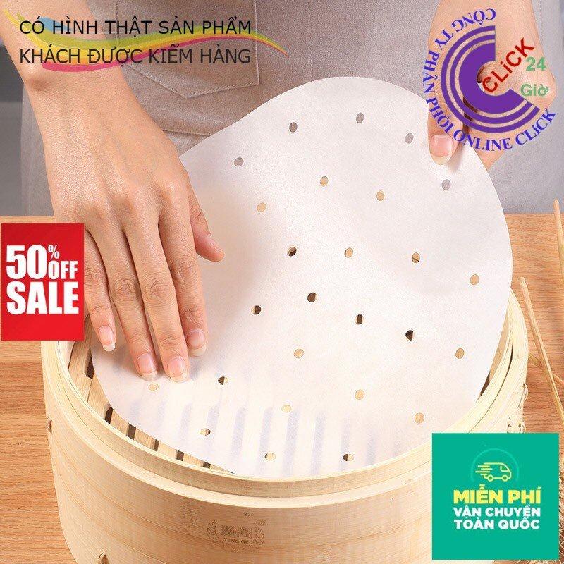 Combo 100 Tờ Giấy Nến Tròn Đục Lỗ Dùng Cho Nồi hấp, Nồi Chiên Không Dầu - An Toàn Sức Khỏe