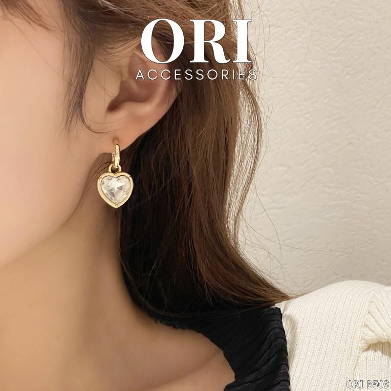 Bông tai nữ hình trái tim đính đá Eira sang trọng ORI ACCESSORIES B503