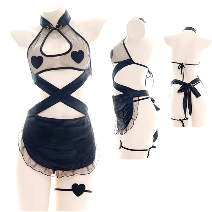 Đầm ngủ cosplay trái tim hở lưng sexy BT52216 - Váy ngủ - Đồ ngủ