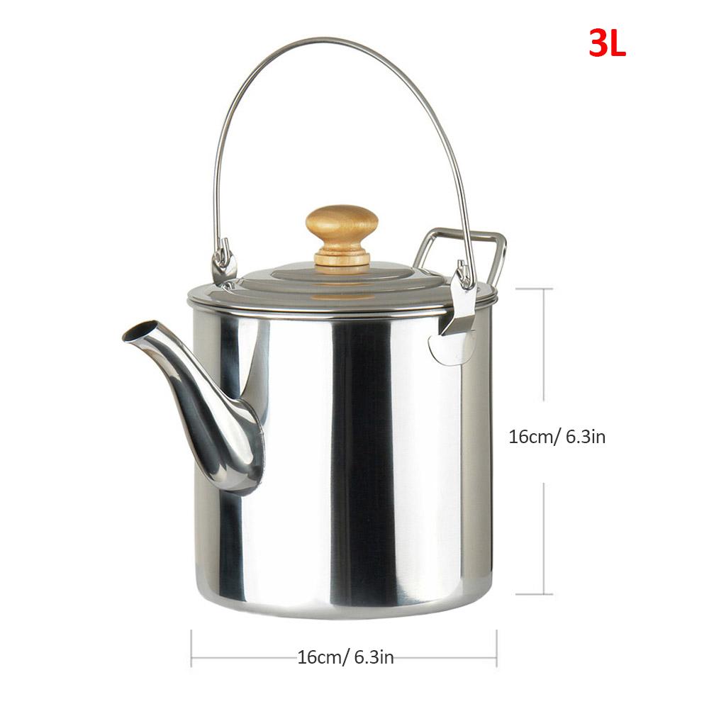 Ấm đun nước bằng thép không gỉ có quai treo cắm trại ngoài trời 3L