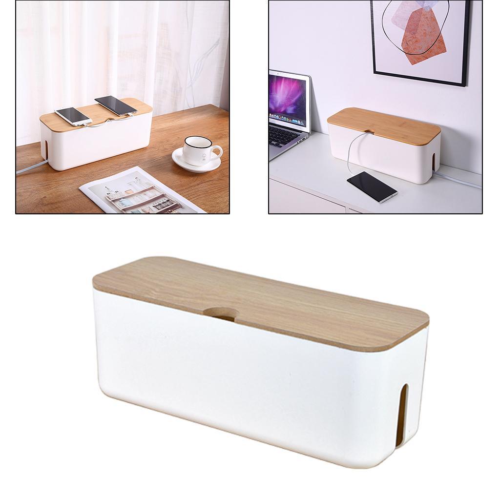 Cable Management Box Cord Tidy Socket Organizer for Home Office Small White