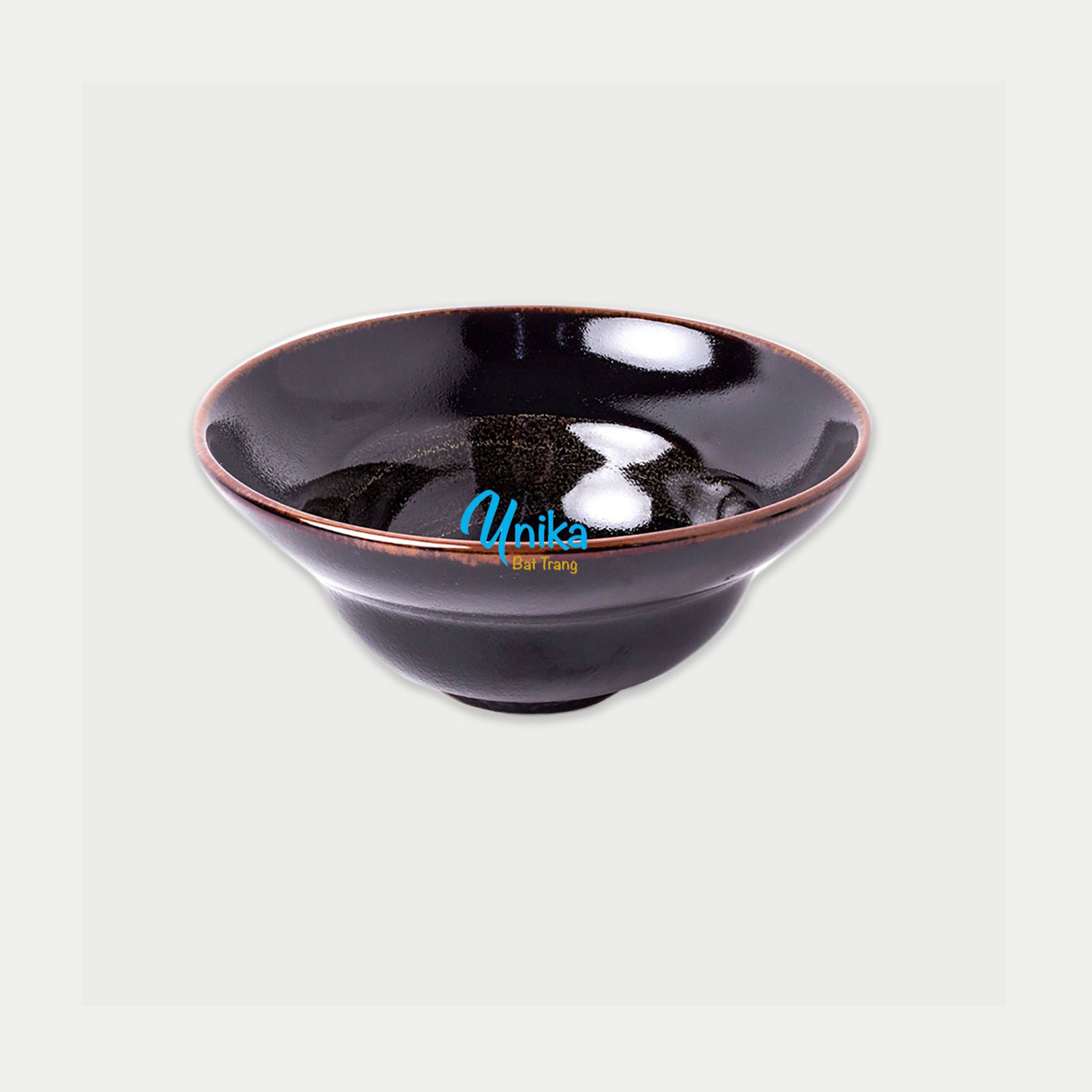 Bát Cơm Loe có eo D12.5 Men bôi - Bát chiết yêu Men cánh gián D12.5cm - Gốm Sứ Cao Cấp Bát Tràng