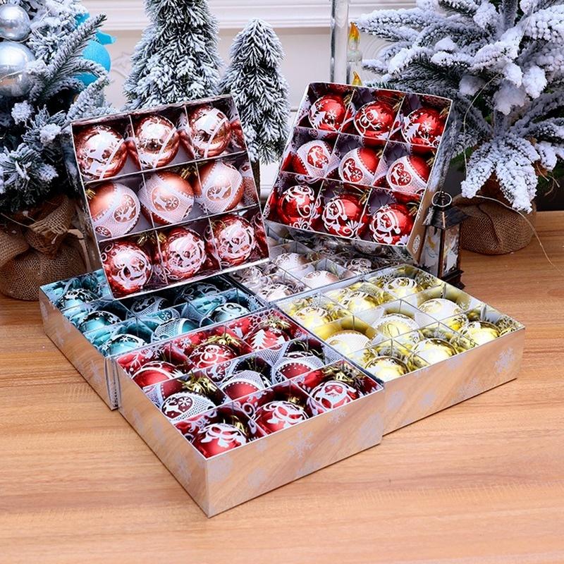 Set 9 quả châu 6cm trang trí cây thông giáng sinh năm mới