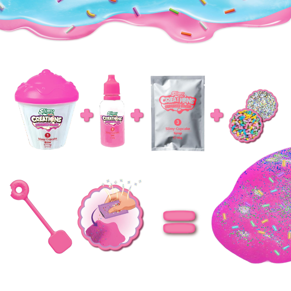 Đồ Chơi Bộ Slime Làm Bánh Cupcake Vị Dâu Hồng Đáng Yêu SLIMY 33047/PK