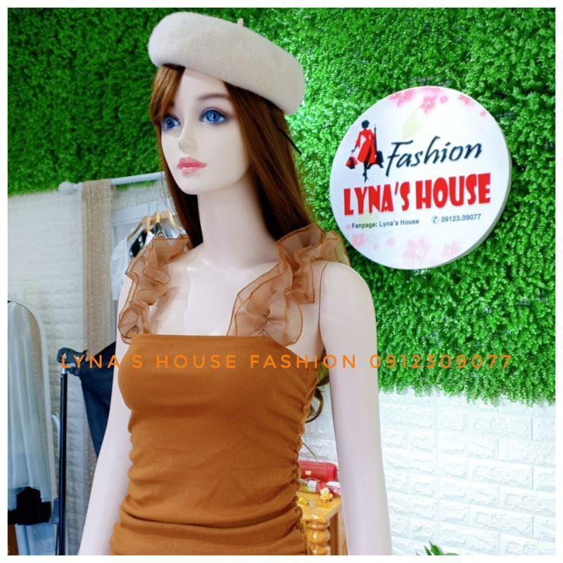 Đầm Nữ Tay Phồng Nhún Sườn Chất Thun Phối Voan Tơ - LH121