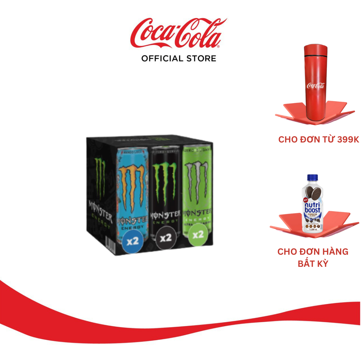 Hộp 6 Lon Nước Tăng Lực Giải Khát Monster Mix 3 vị Monster Energy, Monster Ultra Paradise, Monster Mango Loco 355ml/Lon Sale 25.3 Coca-Cola Official Store