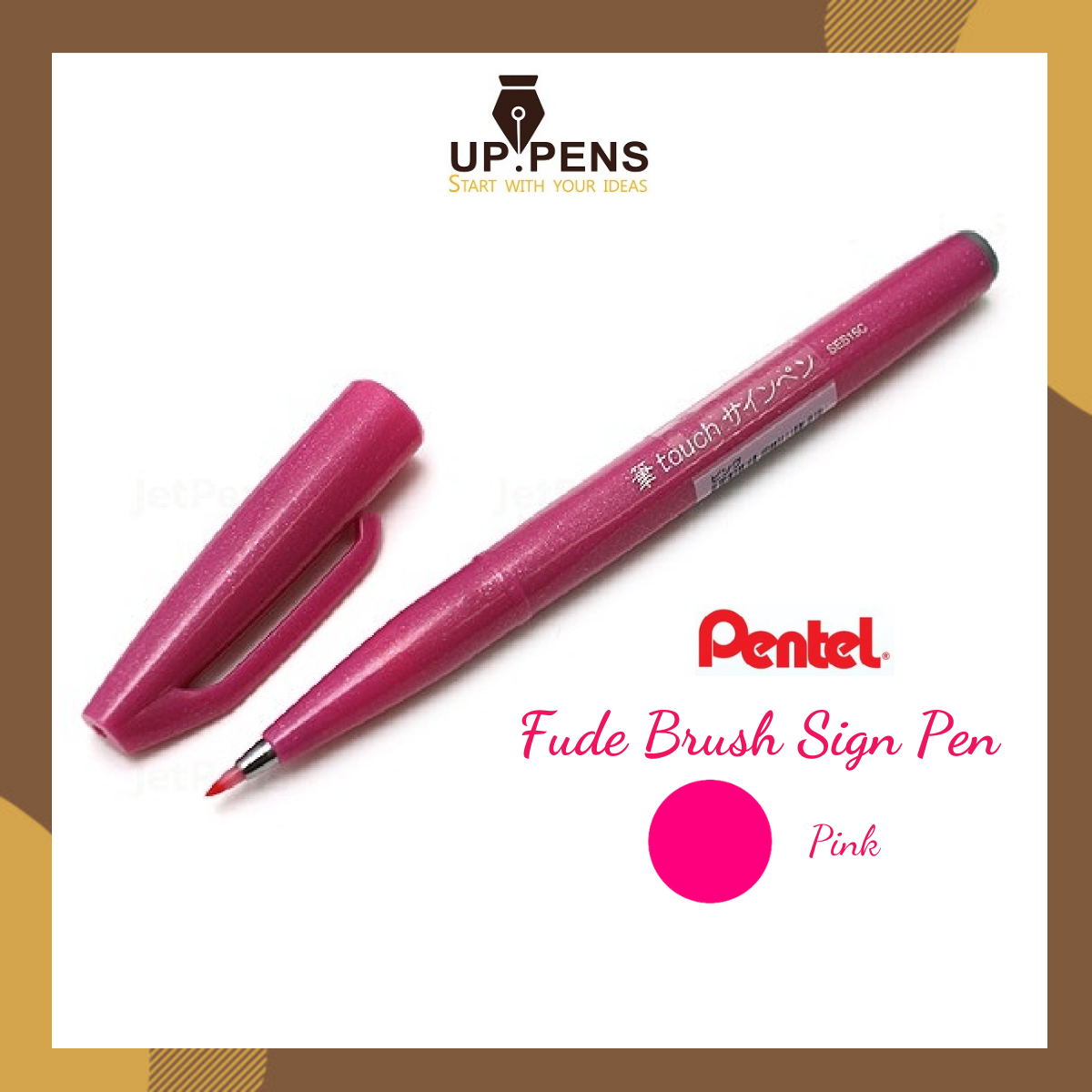 Bút lông viết chữ calligraphy Pentel Fude Touch Brush Sign Pen - Màu hồng (Pink)