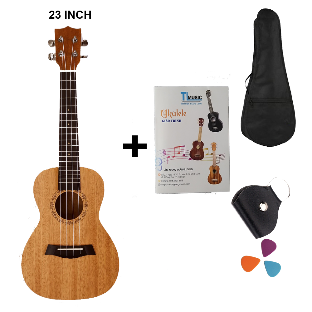 Đàn Ukulele Soprano – Concert gỗ tự nhiên tổng hợp – Kèm nhiều phụ kiện