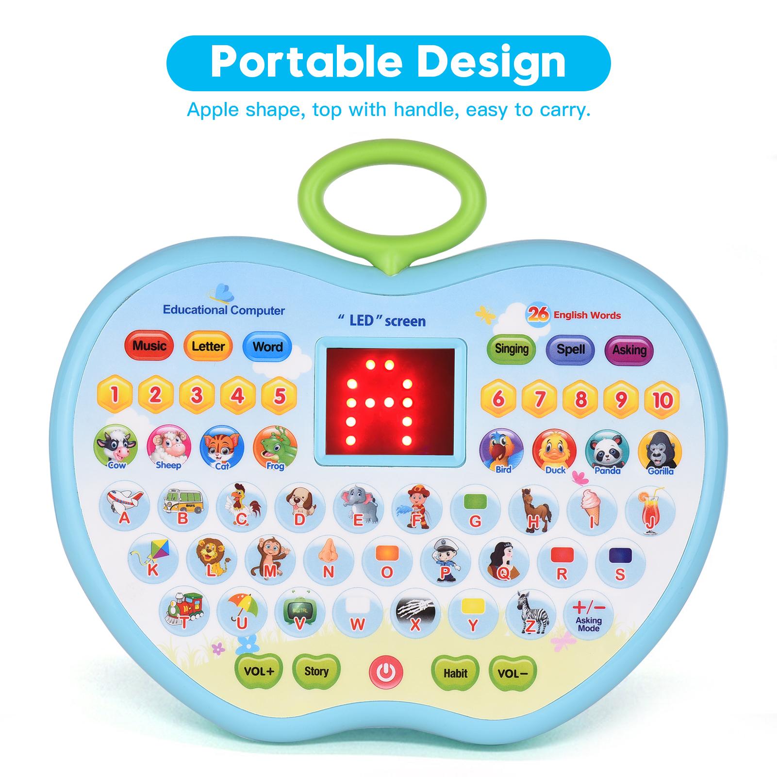 Early Educational Toy Learning Tablet Toddler Computer Toy with LED Screen Display 8 Learning Modes Gift for Age 3-6