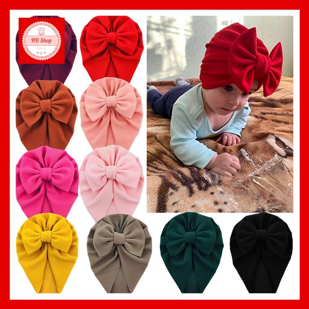 Turban cho bé gái sơ sinh, băng đô nơ thun mềm mại co giãn vừa phải