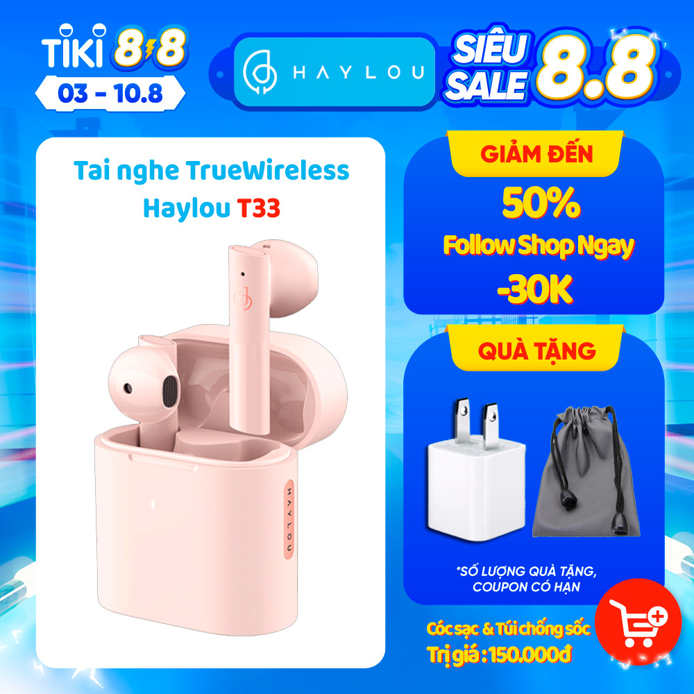 Tai nghe không dây Haylou T33 Qualcomm QCC3040 Bluetooth V5.2 - Hàng chính hãng