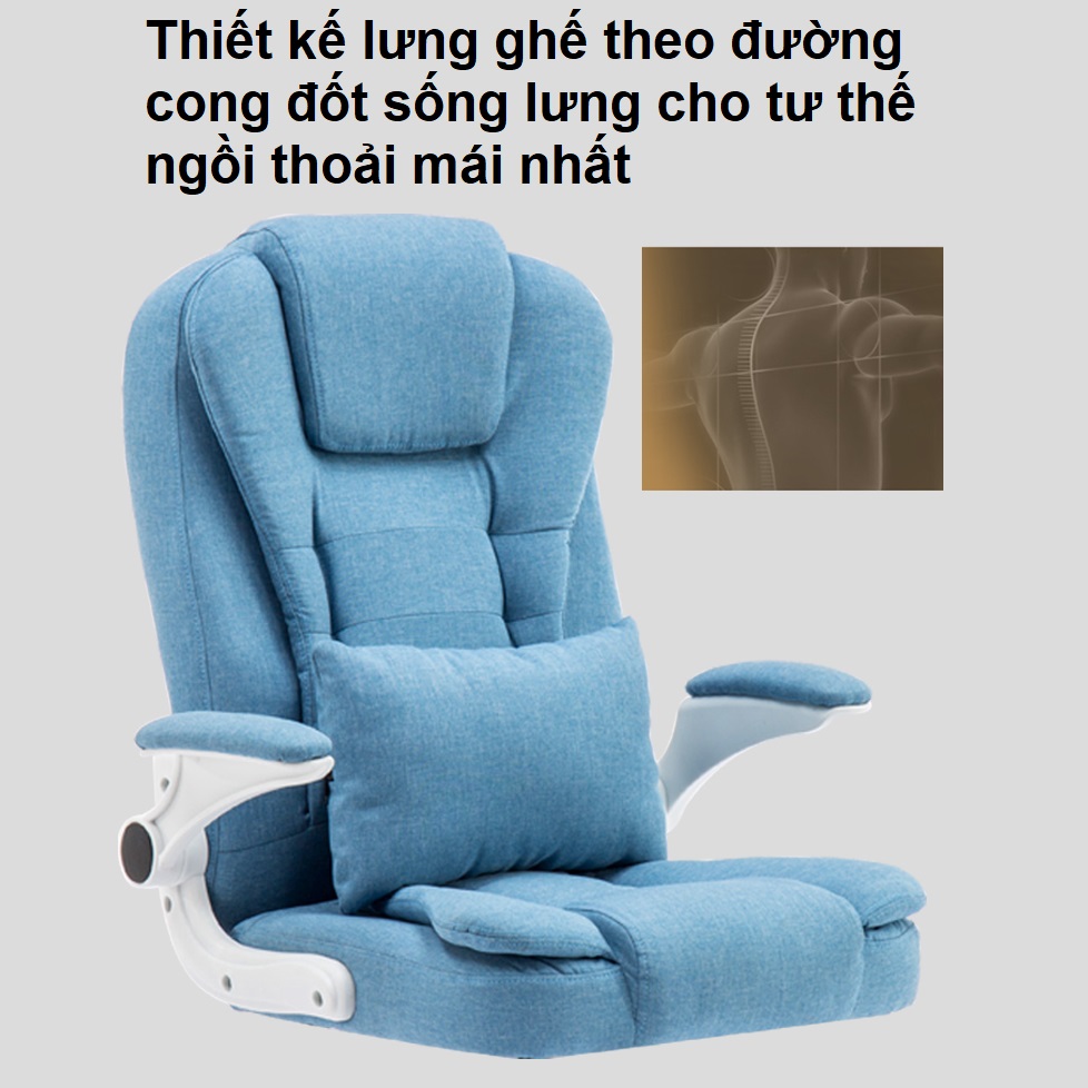 Ghế xoay văn phòng đệm cao su bọc nỉ tay nâng 90 độ - Ghế văn phòng