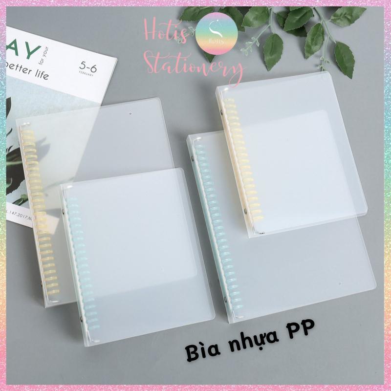 Bìa còng nhựa 5 màu trong mờ - Binder A5/ B5 làm sổ tay, planner, đựng sheet card