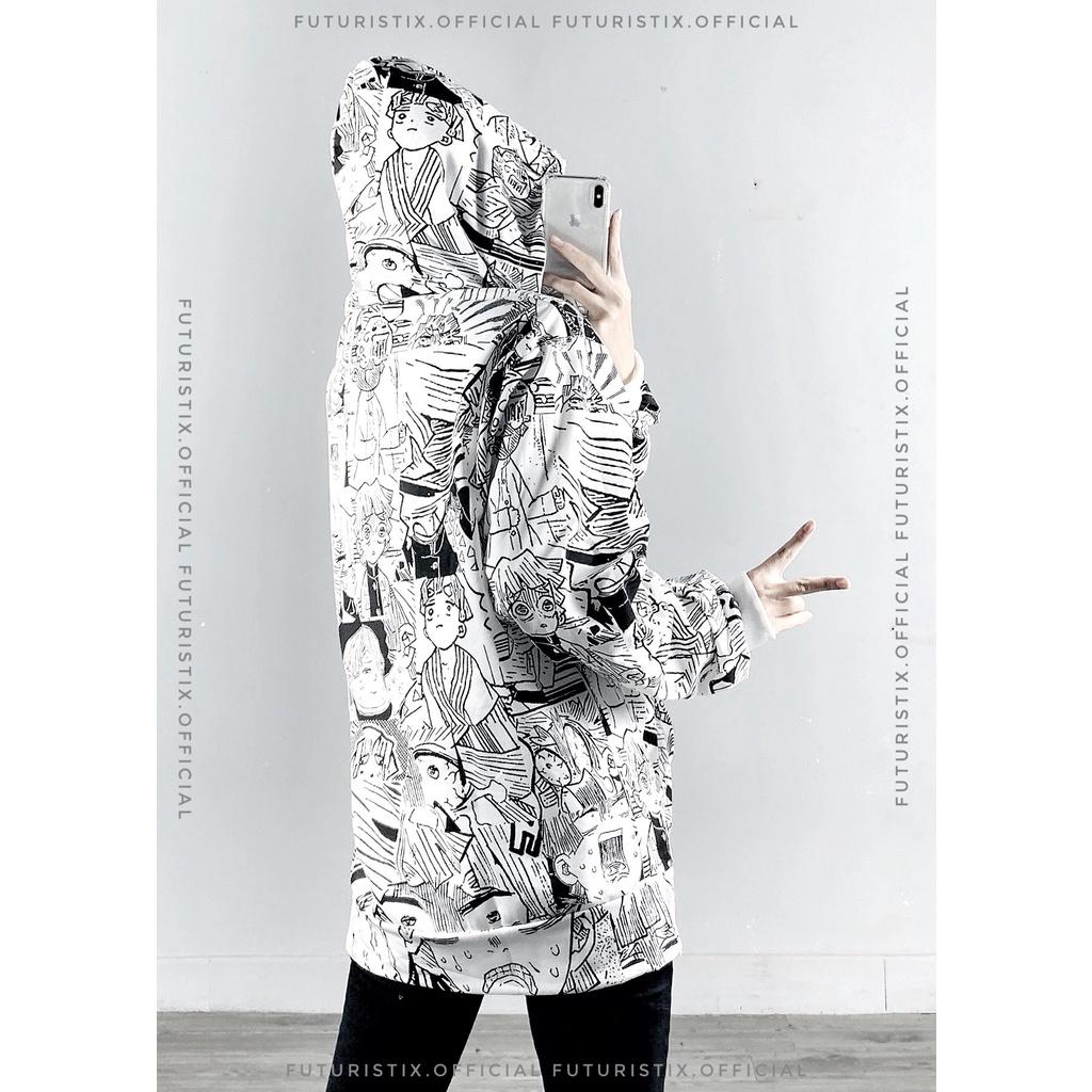 Áo Khoác Hoodie Họa Tiết Hoạt Hình, Áo khoác dáng rộng thiết kế mỏng phối mũ AK153