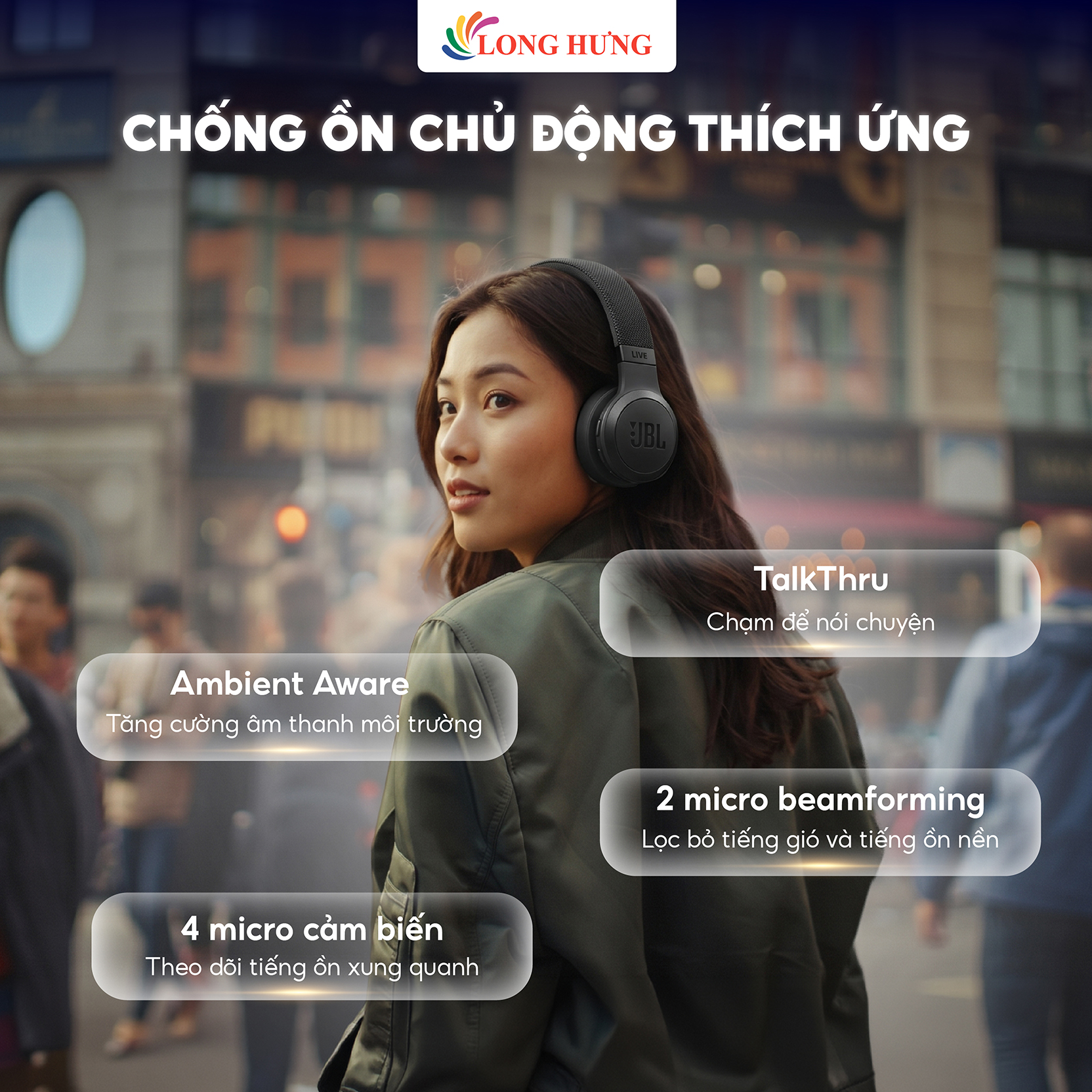 Tai nghe chụp tai Bluetooth JBL Live 670NC LIVE670NC - Hàng chính hãng