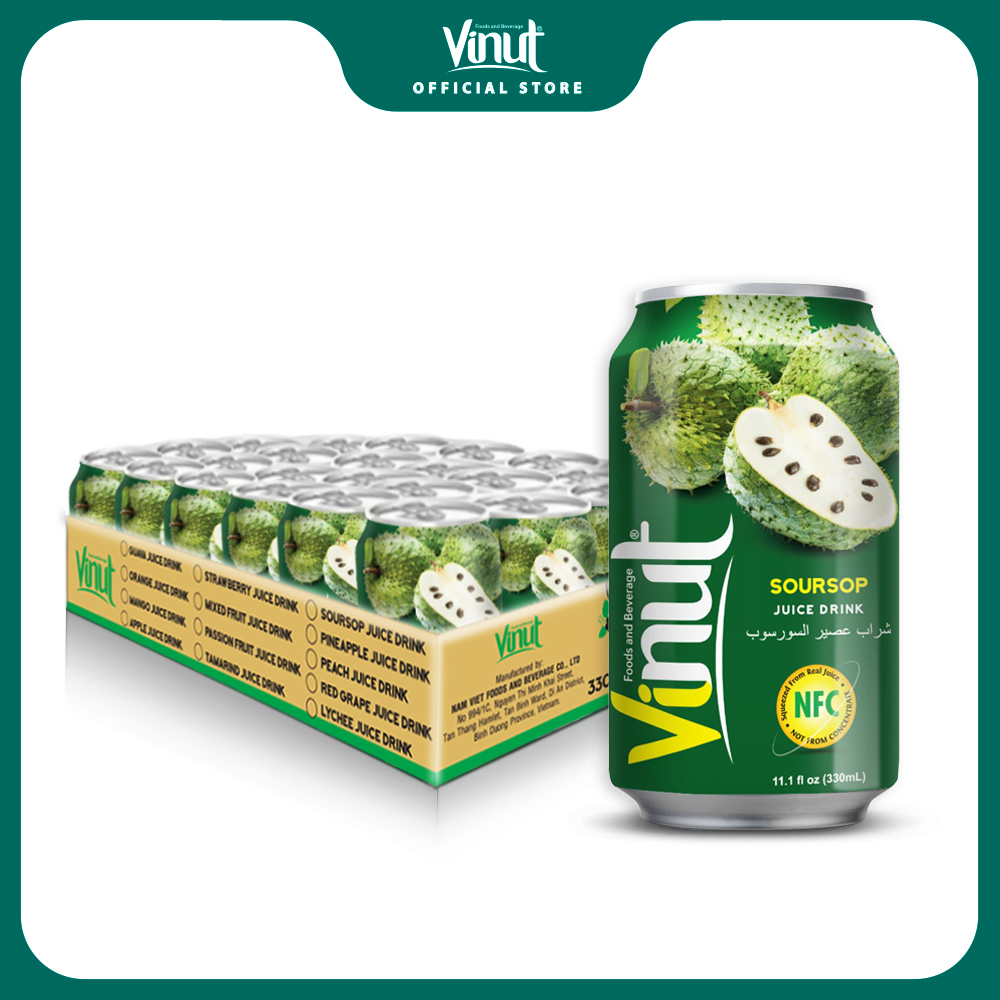 Khay 24 Lon Nước Ép Mãng Cầu Vinut 330ml