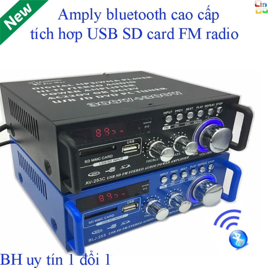 Amly bluetooth, Amply Hát Karaoke Tại Nhà. Ampli Bluetooth Tely Blj253 Đa Năng Tích Hợp Fm,Cổng Usb,Thẻ