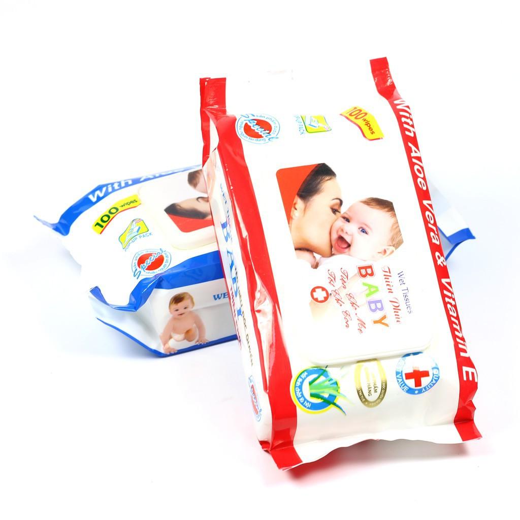 Gói khăn ướt Baby Thiên Phúc Vitamin E cho bé (100 tờ)