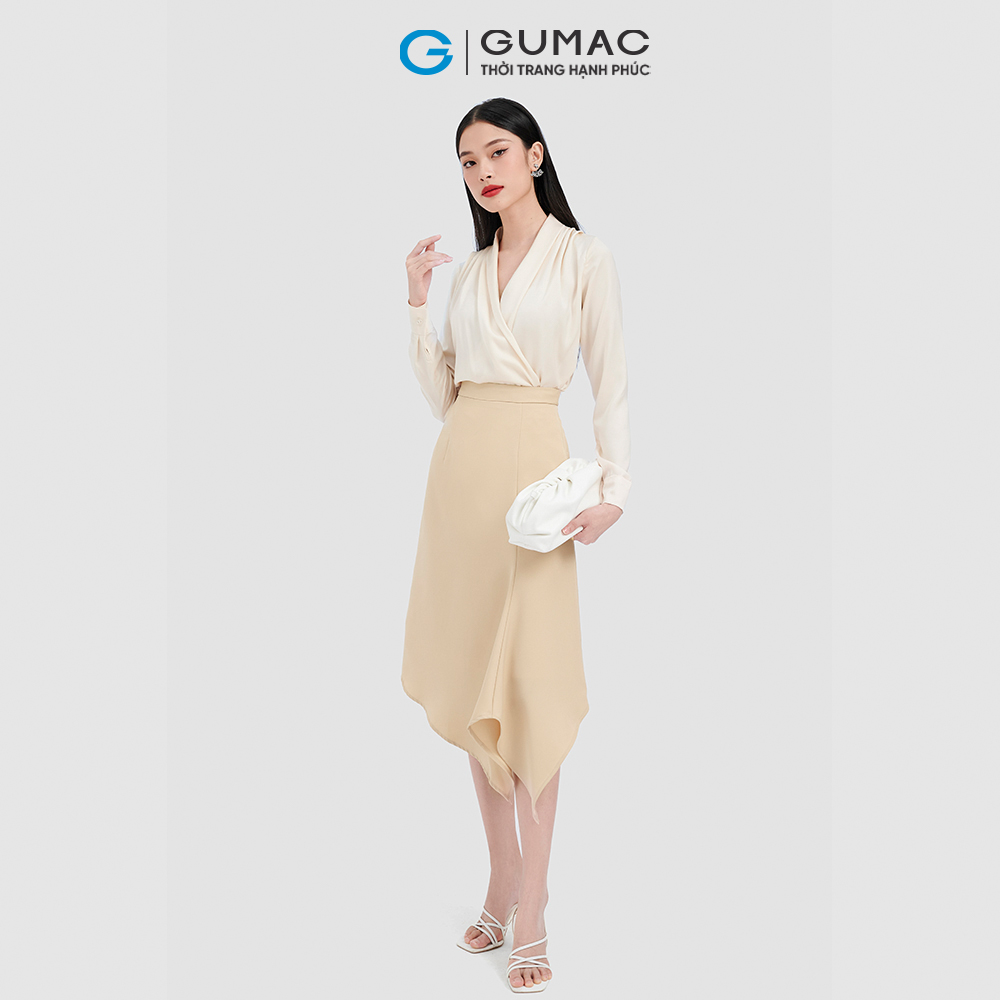 Áo kiểu nữ GUMAC AC10049 cổ đổ xếp nếp thanh lịch