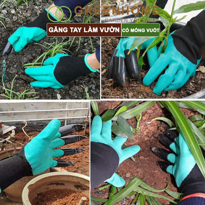 Găng tay làm vườn, có móng vuốt, độ bền cao, chống thấm nước, đào, xới đất, dễ vệ sinh |Greenhome