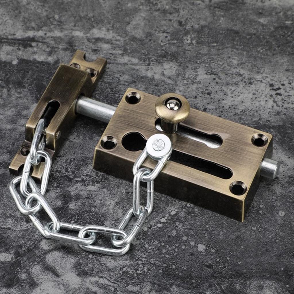 Door Lock Security Sliding Door Latch Chain Lock Fastener Latch, Bronze