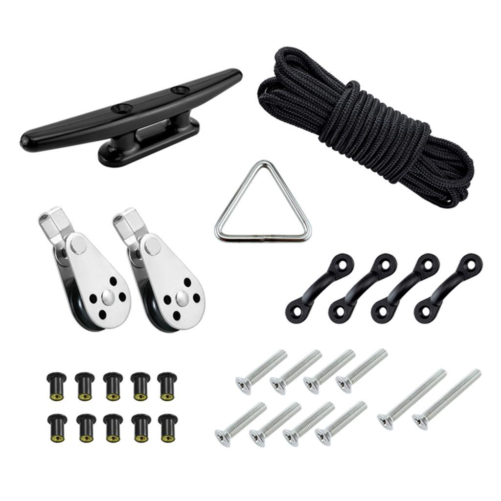 Kayak Accessories Canoe Anchor Trolley Kit with 30ft Rope for boat anchoring