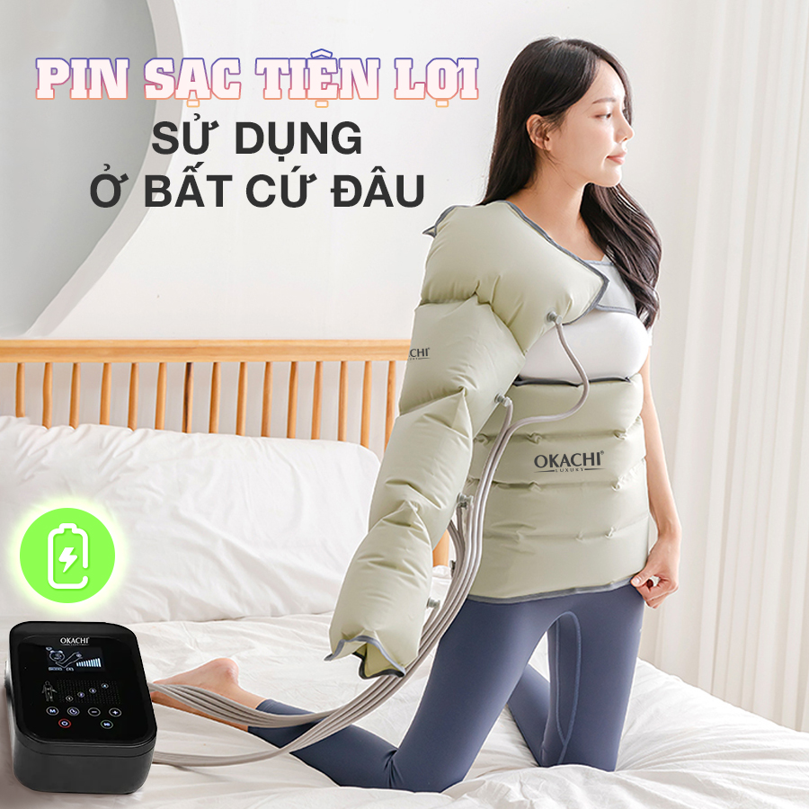 Máy nén ép trị liệu suy giãn tĩnh mạch OKACHI JP-3500 Plus (Pin sạc)