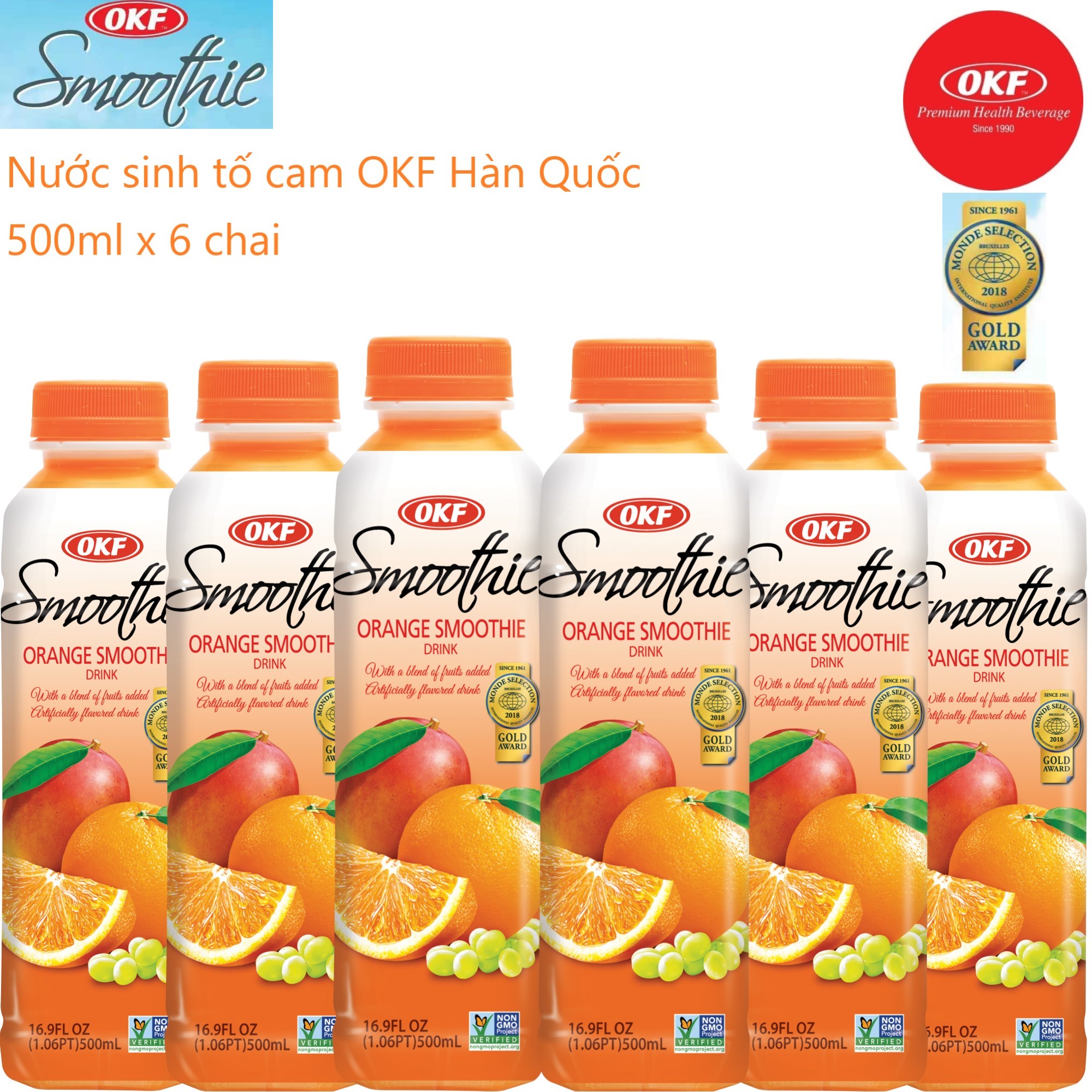 Nước sinh tố cam (NHO TRẮNG - CAM- XOÀI) OKF Hàn Quốc 500ml x 6 chai