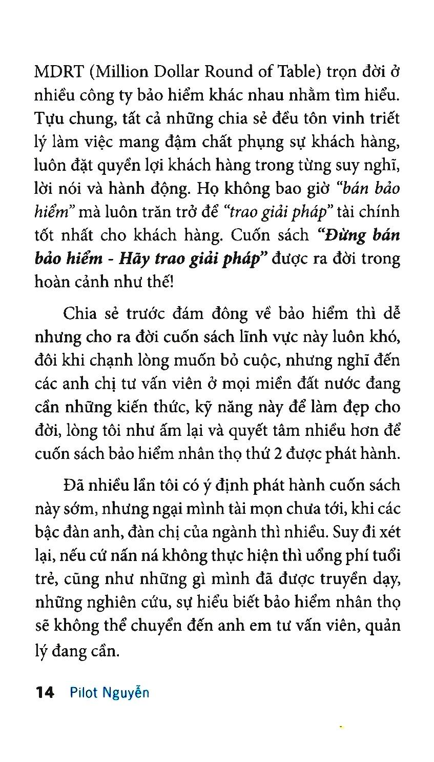 Đừng Bán Bảo Hiểm Hãy Trao Giải Pháp - Sách Gối Đầu Dành Cho Tư Vấn Bảo Hiểm Nhân Thọ (Tái Bản 2020)